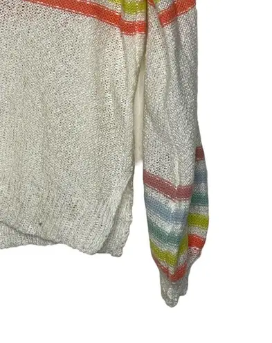 Love Riche  Sweater Size Small Cream Multi Color Stripes Acrylic Blend Womens Knit