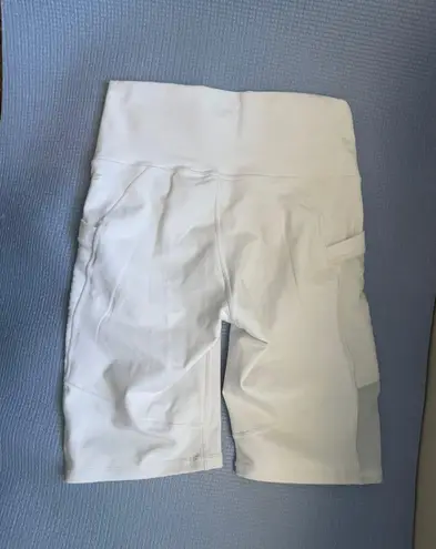 Fabletics White High Waisted Biker Shorts