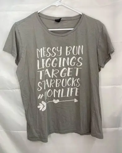 Anvil women’s gray white relaxed short sleeve coffee mom cotton casual tshirt L