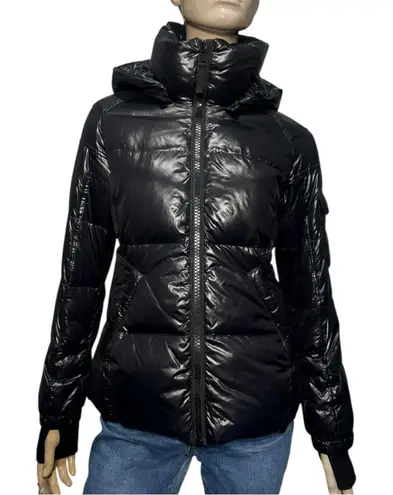 S13 Women’s Size S Black Glossy Hooded Duck Down Filled Puffer Jacket