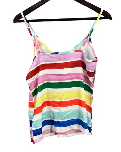Never Fully Dressed Suki Striped Cami Lightweight Silky Rainbow Stripe US 4 New Blue