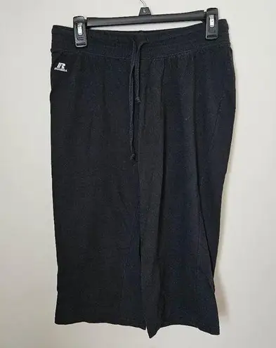 Russell Athletic Capri Pants Tie Waist Black Neutral Casual Workout Athleisure