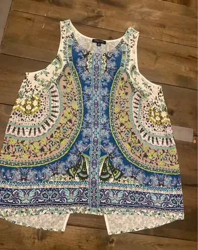 Etcetera  Womens 8 Blue Sleeveless Boho Top - Image 1
