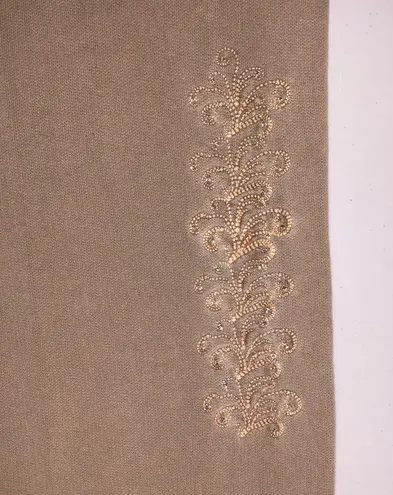 Multiple Soft Size M Khaki Tan Embroidered Drawstring Waist Wide Leg Capri Pants