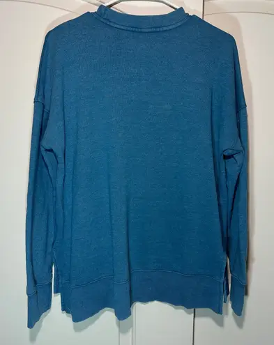 Time and Tru Sweatshirt Tunic Side Slit Long Sleeve Casual Blue Small