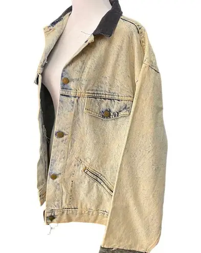 American Vintage Vintage 80s Acid Wash Denim Trucker Jacket Corduroy Collar Womens Size Large