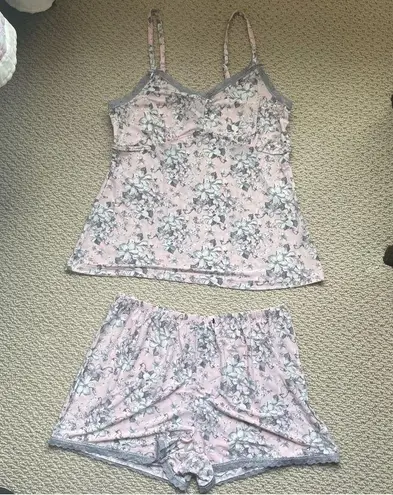 Rene Rofe Cami Shorts and Robe Floral Matching PJ Intimates Set Small NWT