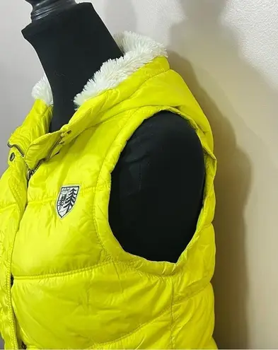 American Eagle Outfitters Women’s Down Puffer Yellow Zipped Hoodie Jack Vest M