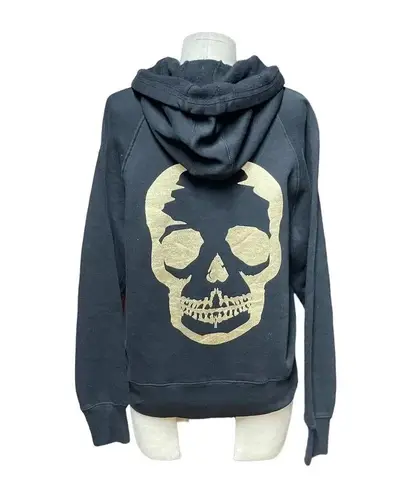 Zadig & Voltaire Clipper Skull Foil Sweatshirt Hoodie Black Gold Size Small