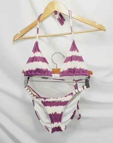 Vix Rare Tie Dye 2pc Bikini Adj Halter Triangle Swim Suit Set size XS (A