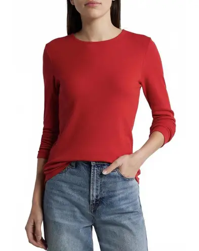 Treasure & Bond Rib Crewneck Long Sleeve Top Red Equestrian NWT Size Medium - Image 1