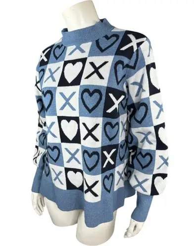 Studio Park X Courtney Khondabi Heart Sweater Blue Small Valentine Winter