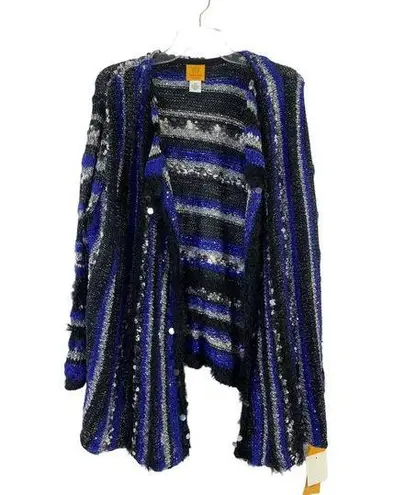 Ruby Rd . Women's Party Animal Blue Black Knitted Cardigan