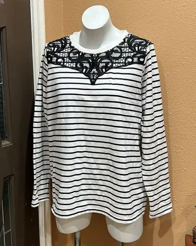 Lane Bryant  striped embroidered sweatshirt