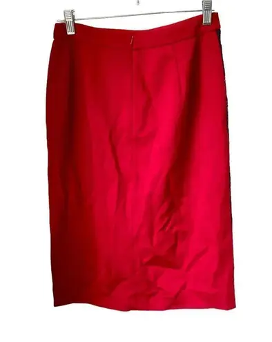 Magaschoni Red and Black Lace Pencil Skirt Women's Size 6