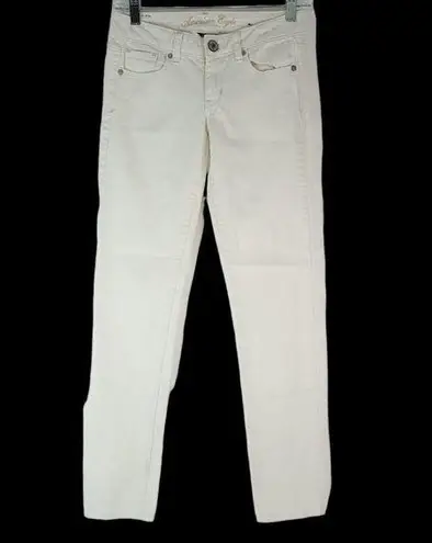 American Eagle  Size 00 Regular White Skinny Jeans Stretch Mom Jean