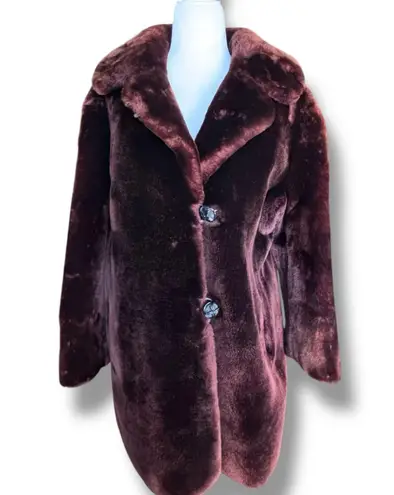 Vintage 50s Rifkens Dark Brown Mink Fur Coat Satin Lined Mid Century Medium