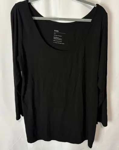 STORQ Black Modal Spandex Scoop Neck Basic Neutral Maternity Tee Size 6 / 2X