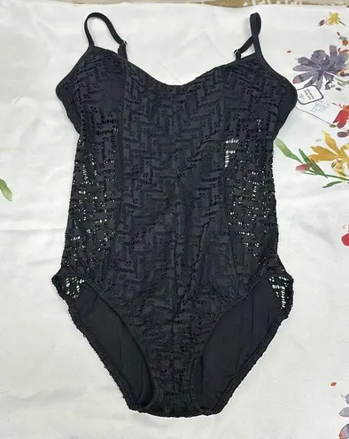 Time and Tru Black One Piece Swimsuit Sleek Design Size L