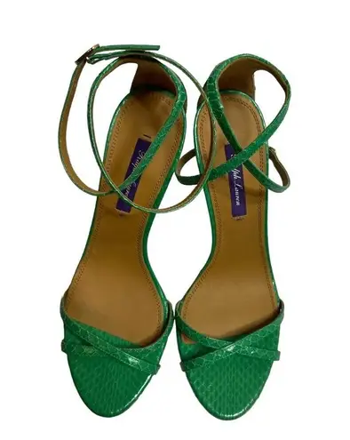 Ralph Lauren Collection Ardelisa Ayers Snakeskin Sandal Sz 39 green