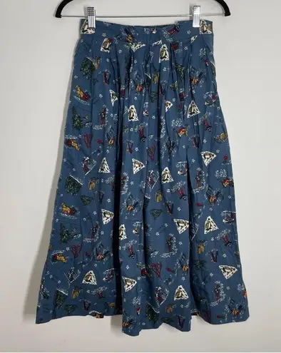 Charter Club Vintage  winter ski print midi skirt size 6 pockets