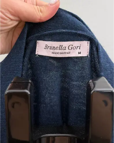 Brunella Gori 100% Merino Wool Cardigan – Made in Italy (Size M) Blue Size M