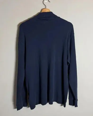 Brooks Brothers Long Sleeve Turtleneck Knit Top Womens Large Navy Preppy Stretch