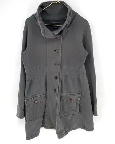 prAna  Gray Breath Sylvia Long Cotton Button Down Jacket Womens Size L