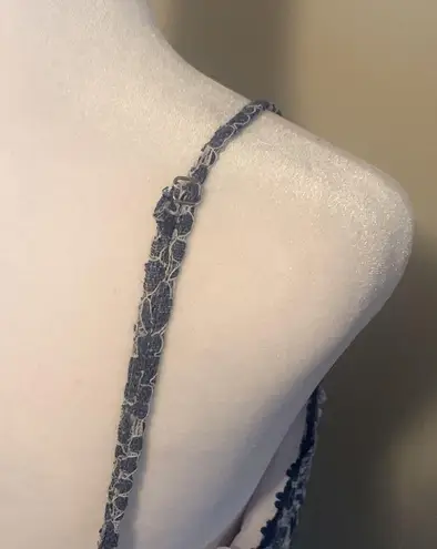 Nsr Prairie WHITE & BLUE Floral LACE Tea Party MIDI DRESS