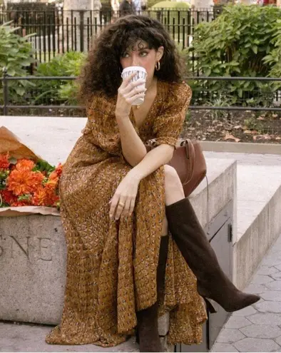 Daughters of India Zuri Wrap Dress in Autumn NEW Brown Size XS