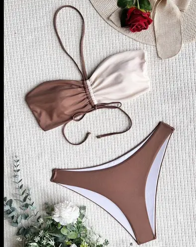 Boutique Colorblock three pieces set brown/cream