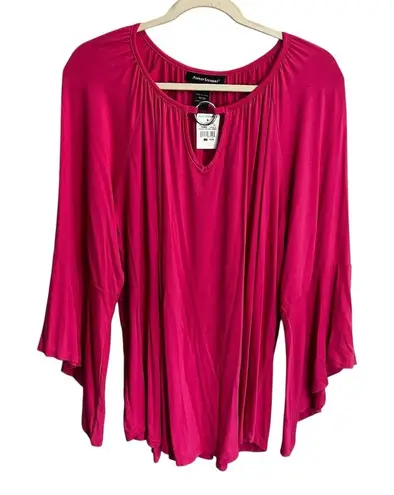 Ashley Stewart Pink Size 18/20 3/4 Flare Sleeve Top Pullover Whimsical