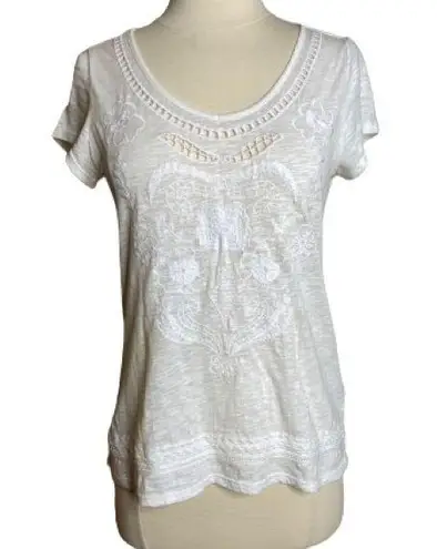 #19 Tribal Jeans Cut Out and embroidered top White Size XS