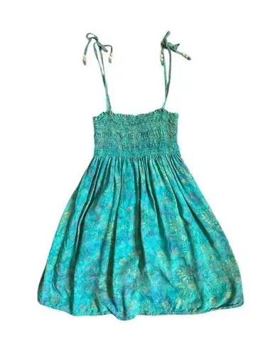 Vintage Island Dress Cover Up Teal Summer Dress Tropical Beach Vacation Small Blue