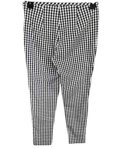 J. McLaughlin Georgina Ankle Pant Women 4 Blue White Gingham Check Stretch Preppy