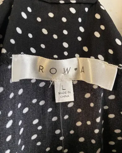 ROW A NEW  Black and White Polka-Dot Dress Side Tie Size L