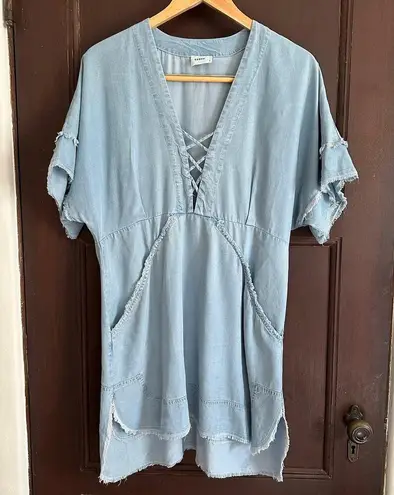 SUBOO | Dubious Hemingway Denim Chambray Raw Hem Dress Swim Cover Up| Sz 6 Blue