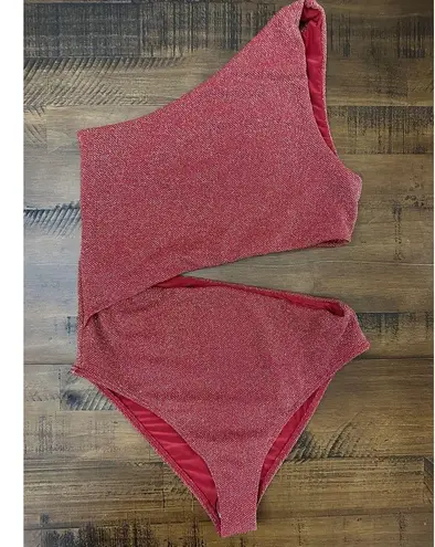Beach Riot Free People x Cutout One-Piece Swimsuit Glitter Red Large NWT $178