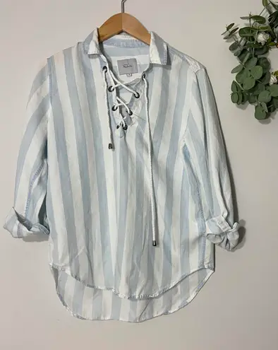 Rails Striped Long Sleeve Lace Up Shirt