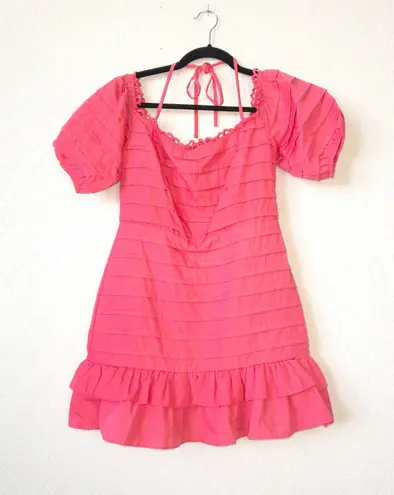 TALULAH Pink Sweetest Kiss Ruffle Off The Shoulder Tiered Dress Size Medium