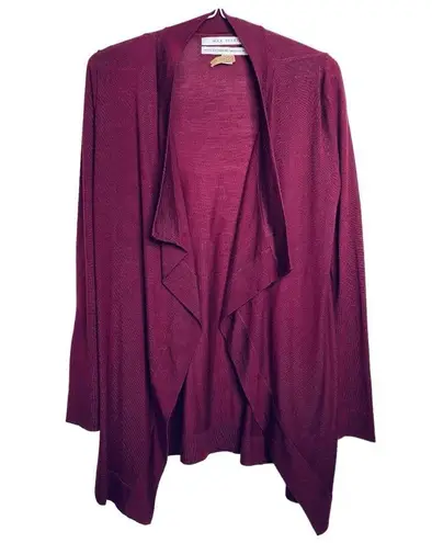 Max Studio Burgundy Lightweight Wool Drape Front Cardigan