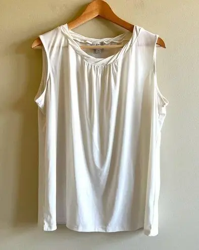 Tahari Womens Plus Size 1X White Tank Top Tweed Pleated Front Work Career