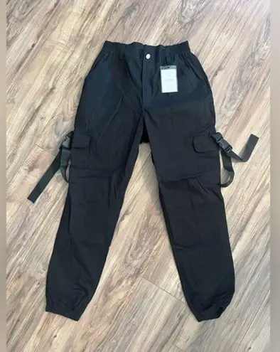 NWT Cargo Pants, High Waist Lounge Pants Fashion Loose Relaxed Fit Jogger Sz M Black Size M