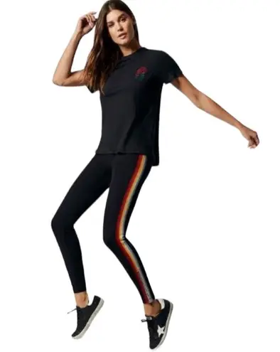 Spiritual Gangster  BLACK RAINBOW SPARKLE SHIMMER ZIPPER HIGH RISE LEGGING PANTS