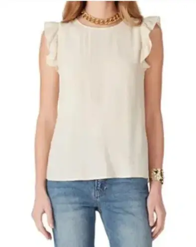 Ba&sh Fani Ruffle-trimmed Crepe Top in Cream