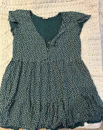 American Eagle Green / White Floral Sundress