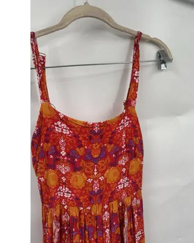 Abel the label Floral Midi Dress Women Small Orange Red Peasant Prairie Bohemian - Image 6