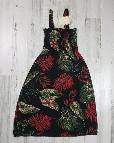 NWT Ace Fashions Black Tropical Smocked Sundress Women’s Size Large