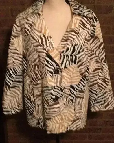 Rafaella    WOMENS Plus Size 1X Blazer. BUTTON FRONT BROWN PATTERNED BLAZER - Image 1