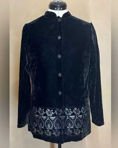 Jaclyn Smith Classic women’s Black Velvet Whimsigoth Button Front blouse|size:S